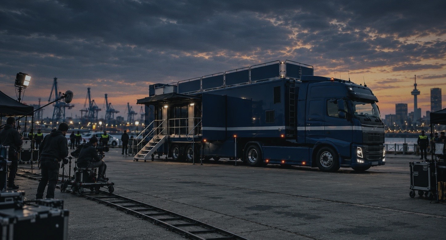 Commandowagen als filmset op locatie